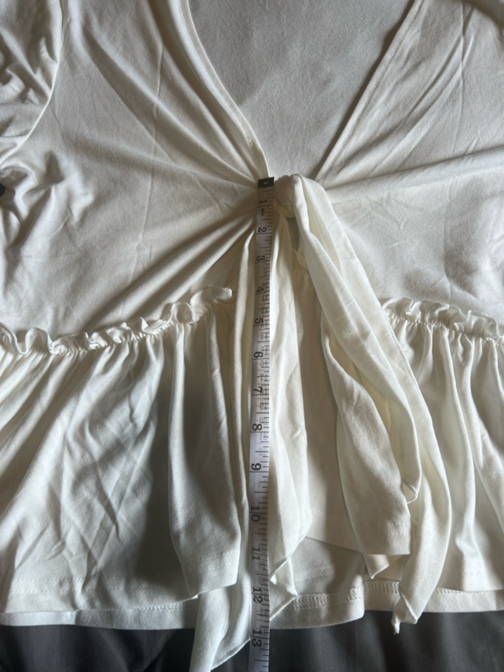 Women's White Tie-Front Peplum Top - Picture 4 of 4